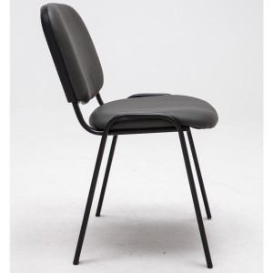 Silla de confidente MOBY PIEL negro, patas negras