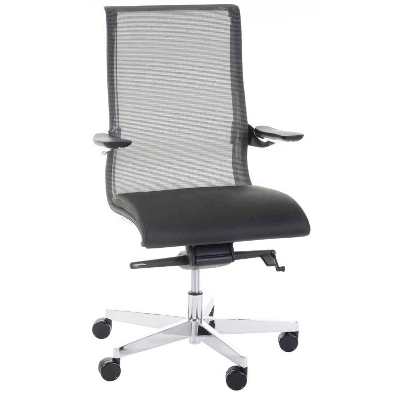 Silla de oficina YANG, diseño espectacular piel real y malla, negro