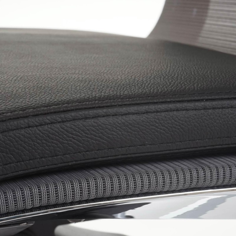 Silla de oficina YANG 10, diseño espectacular piel real y malla, negro