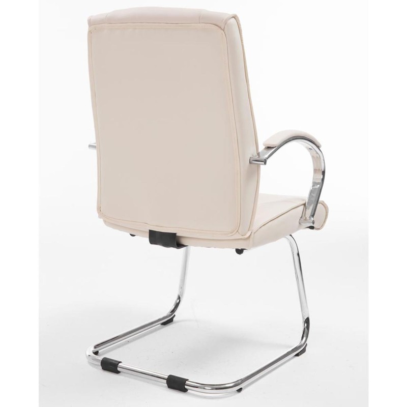 Silla de Confidente BORAU, estructura metálica, en Piel color negro