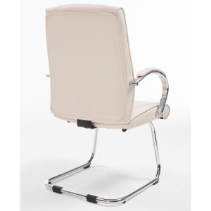 Silla de Confidente BORAU, estructura metálica, en Piel color negro