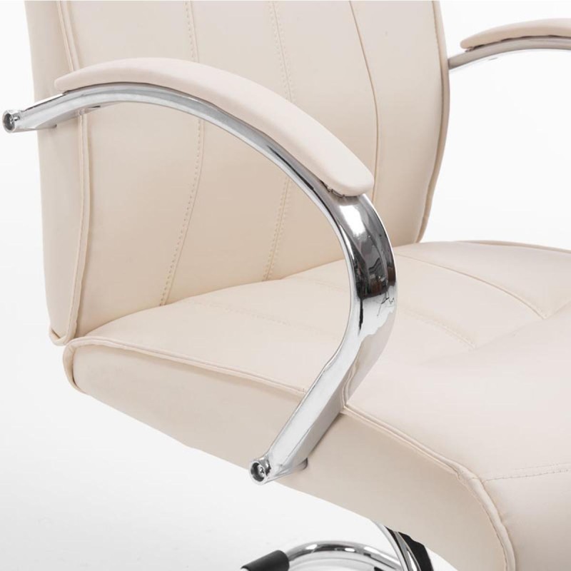 Silla de Confidente BORAU, estructura metálica, en Piel color negro