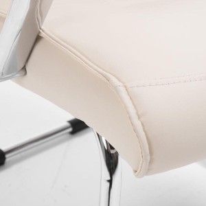 Silla de Confidente BORAU, estructura metálica, en Piel color negro