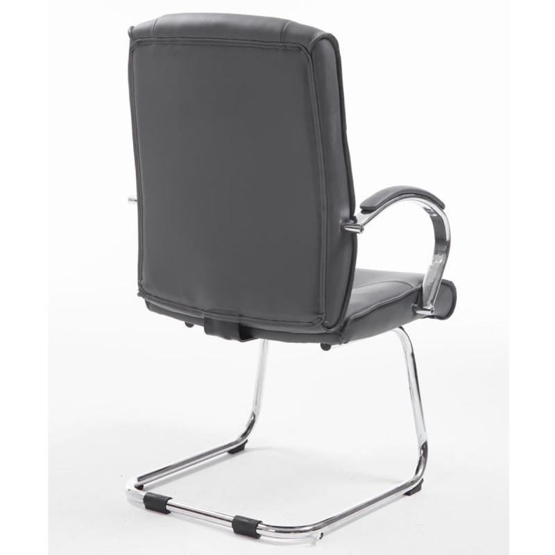Silla de Confidente BORAU, estructura metálica, en Piel color negro