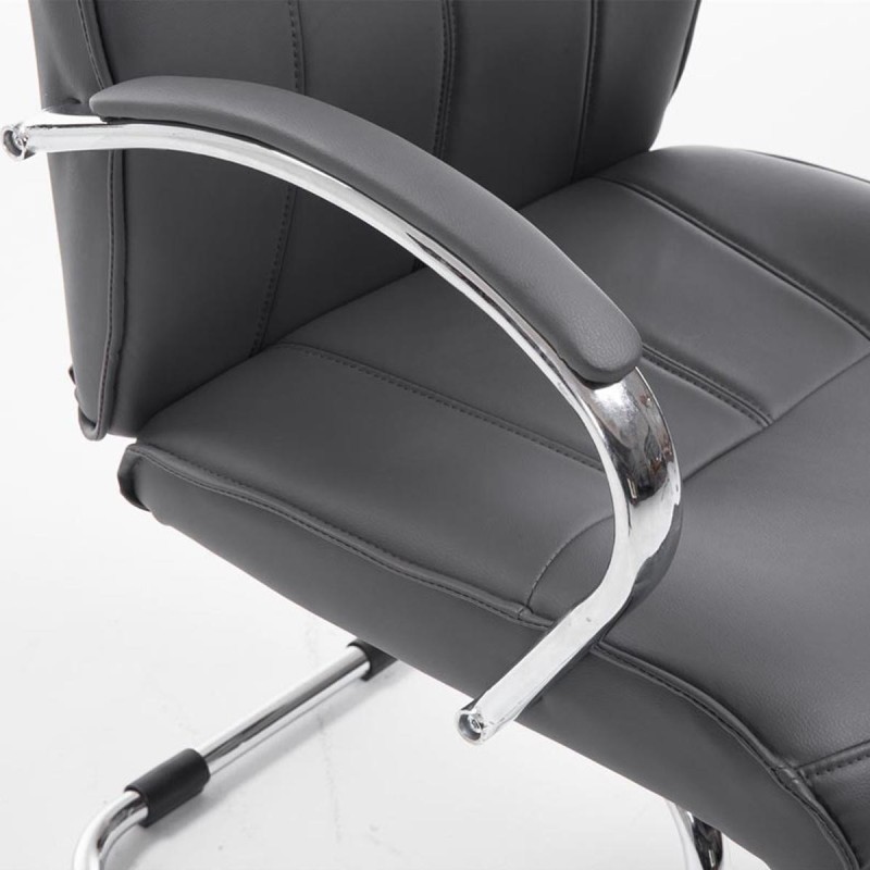 Silla de Confidente BORAU, estructura metálica, en Piel color negro