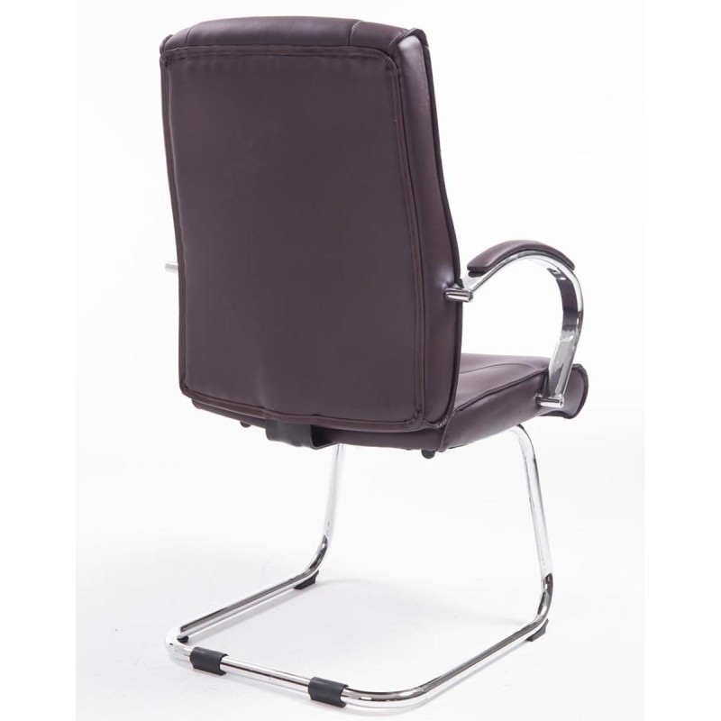 Silla de Confidente BORAU, estructura metálica, en Piel color negro