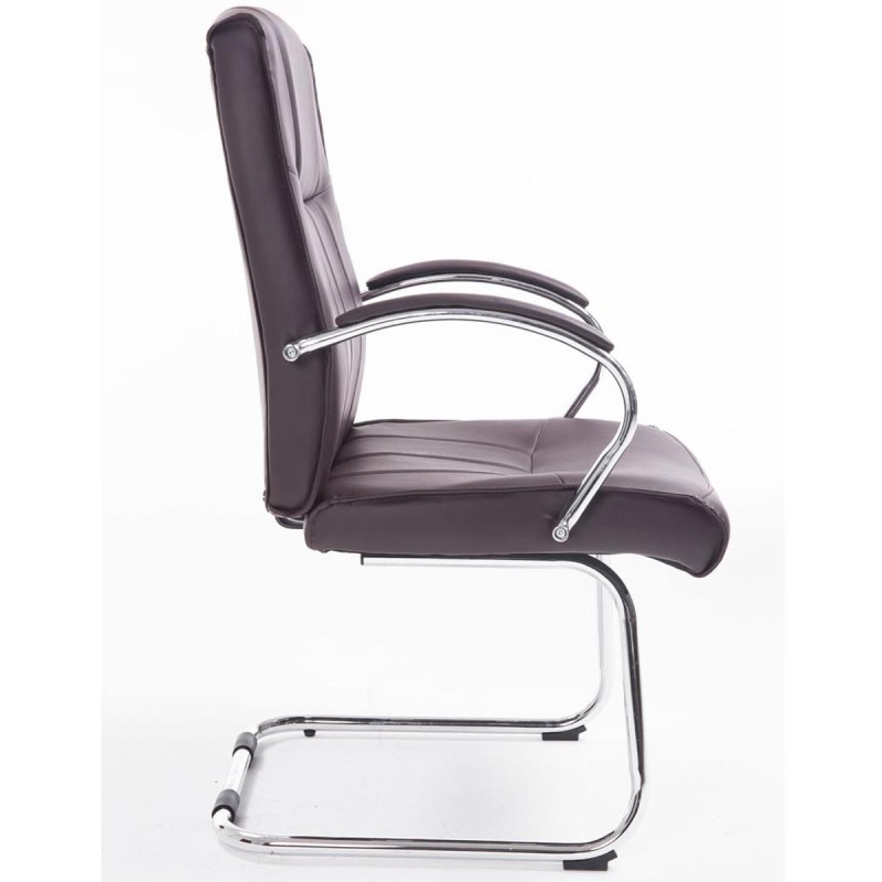 Silla de Confidente BORAU, estructura metálica, en Piel color negro