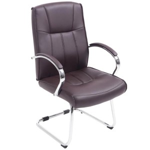 Silla de Confidente BORAU, estructura metálica, en Piel color negro