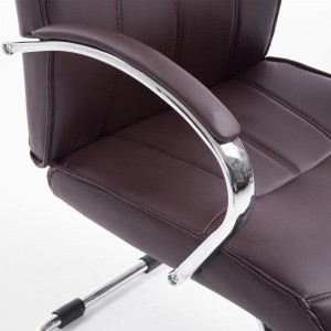 Silla de Confidente BORAU, estructura metálica, en Piel color negro