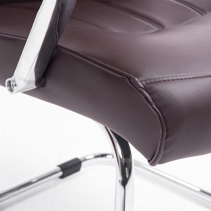 Silla de Confidente BORAU, estructura metálica, en Piel color negro