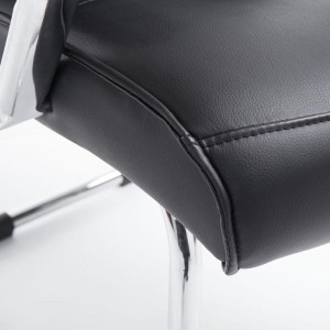 Silla de Confidente BORAU, estructura metálica, en Piel color negro