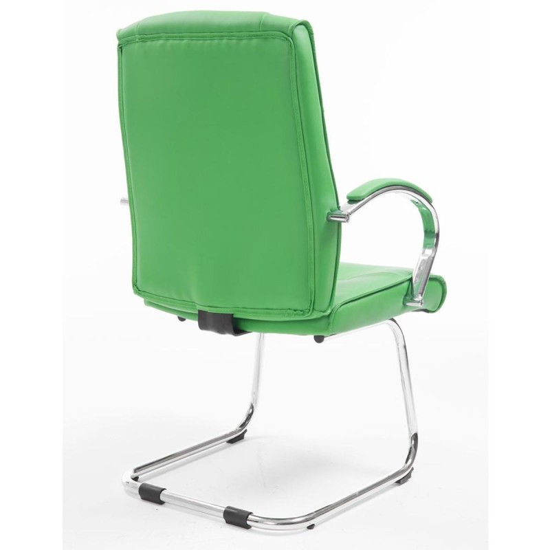 Silla de Confidente BORAU, estructura metálica, en Piel color negro