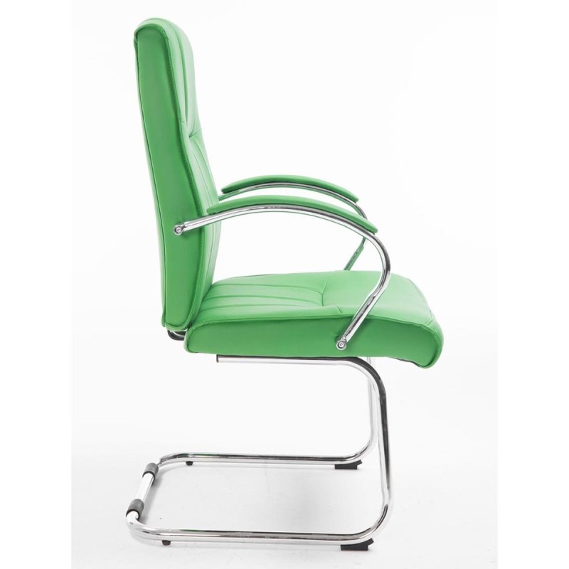 Silla de Confidente BORAU, estructura metálica, en Piel color negro