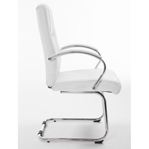 Silla de Confidente BORAU, estructura metálica, en Piel color negro