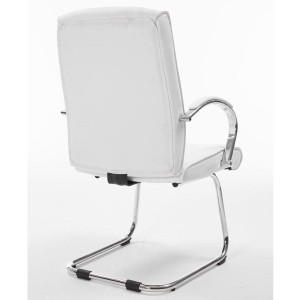 Silla de Confidente BORAU, estructura metálica, en Piel color negro