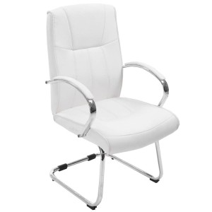 Silla de Confidente BORAU, estructura metálica, en Piel color negro