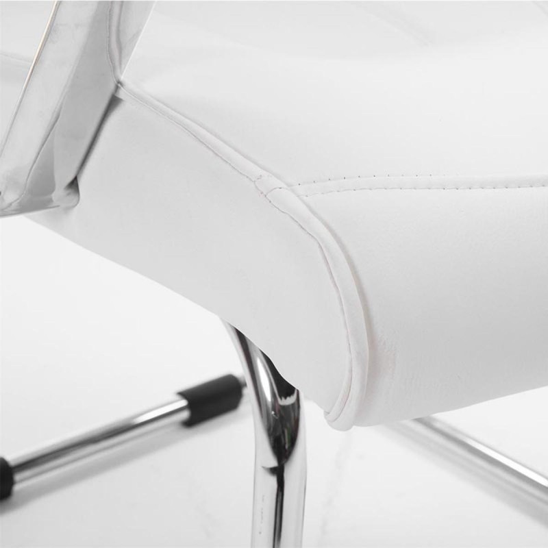 Silla de Confidente BORAU, estructura metálica, en Piel color negro