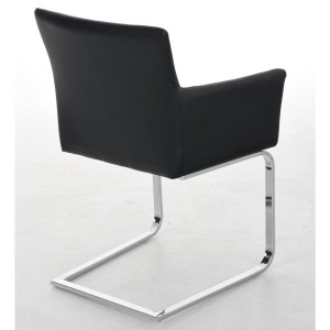 Silla de confidente PIRU, moderno y elegante diseño con estructura metálica y tapizada en piel color negro