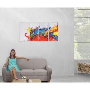 Cuadro OLA MULTICOLOR 60x120x3,5, pintado a mano al óleo