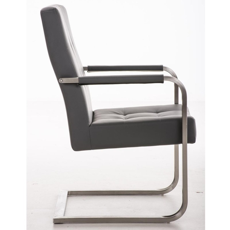 Silla de confidente MORGAL PIEL, de exclusivo y moderno diseño con estructura en acero inoxidable y tapizada en piel negra