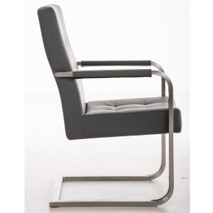 Silla de confidente MORGAL PIEL, de exclusivo y moderno diseño con estructura en acero inoxidable y tapizada en piel negra