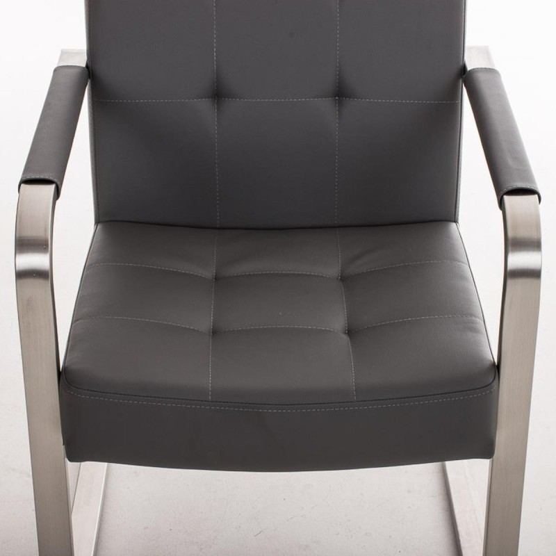 Silla de confidente MORGAL PIEL, de exclusivo y moderno diseño con estructura en acero inoxidable y tapizada en piel negra