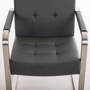 Silla de confidente MORGAL PIEL, de exclusivo y moderno diseño con estructura en acero inoxidable y tapizada en piel negra