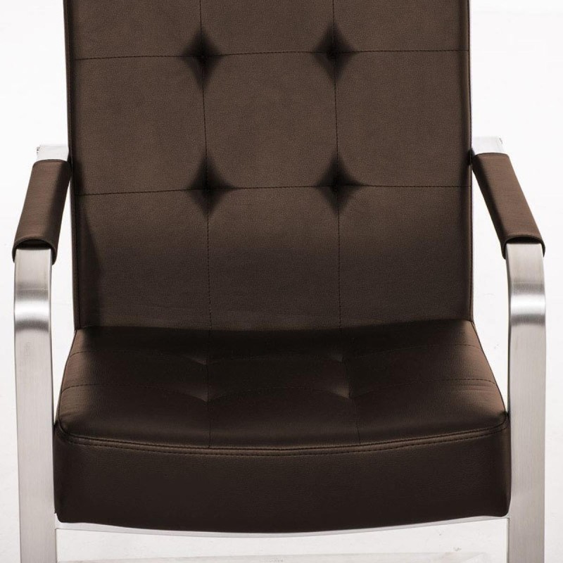 Silla de confidente MORGAL PIEL, de exclusivo y moderno diseño con estructura en acero inoxidable y tapizada en piel negra