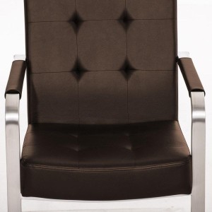 Silla de confidente MORGAL PIEL, de exclusivo y moderno diseño con estructura en acero inoxidable y tapizada en piel negra