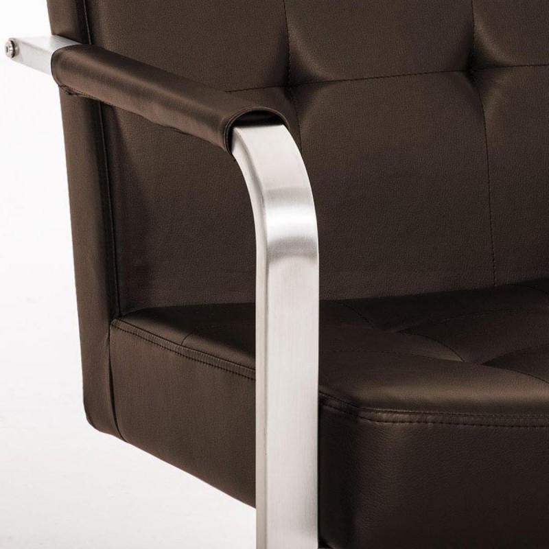 Silla de confidente MORGAL PIEL, de exclusivo y moderno diseño con estructura en acero inoxidable y tapizada en piel negra