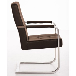 Silla de confidente MORGAL PIEL, de exclusivo y moderno diseño con estructura en acero inoxidable y tapizada en piel negra