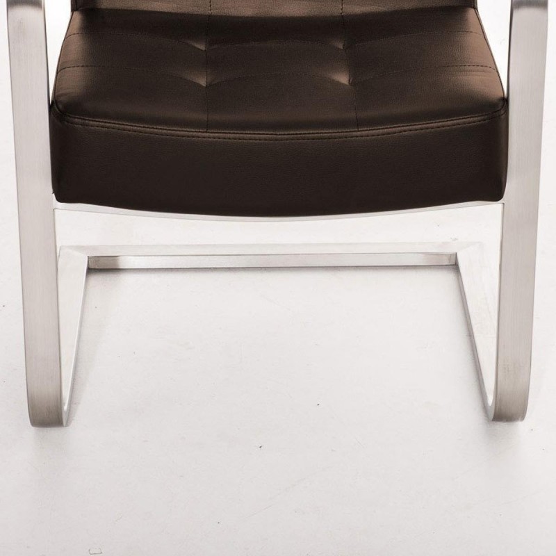 Silla de confidente MORGAL PIEL, de exclusivo y moderno diseño con estructura en acero inoxidable y tapizada en piel negra