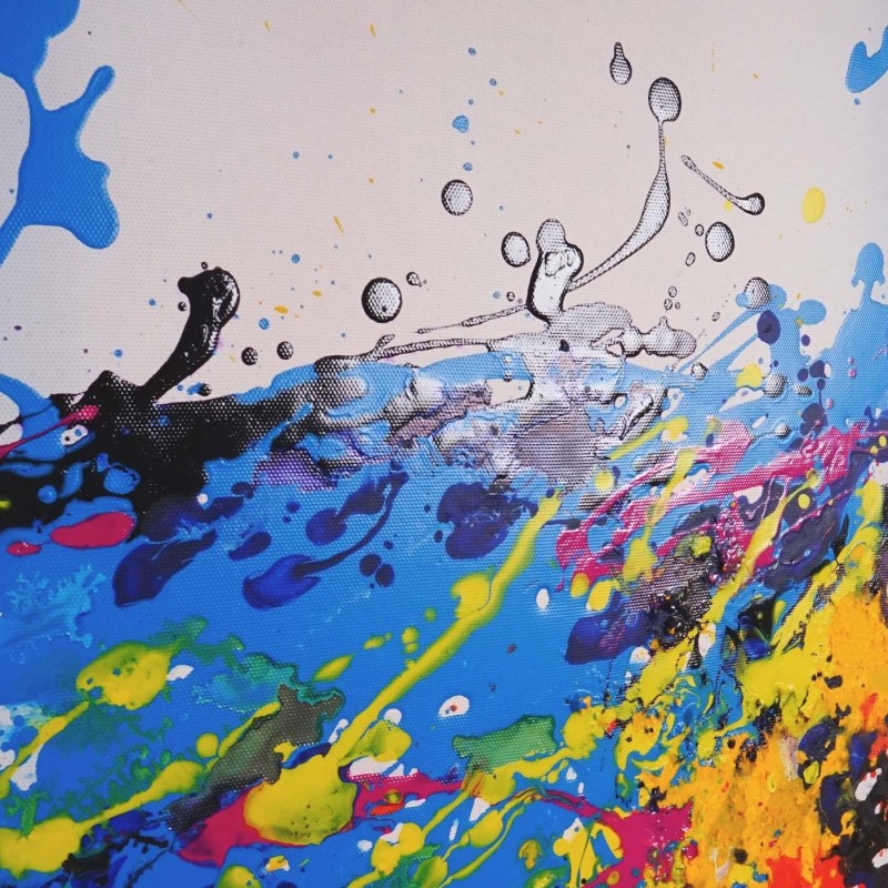 Cuadro OLA MULTICOLOR 60x120x3,5, pintado a mano al óleo