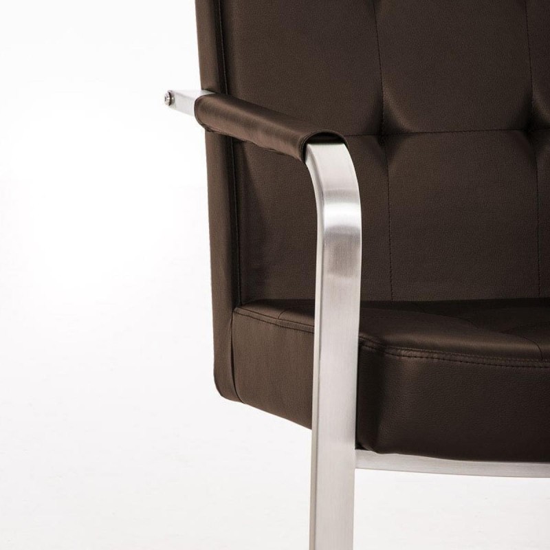 Silla de confidente MORGAL PIEL, de exclusivo y moderno diseño con estructura en acero inoxidable y tapizada en piel negra