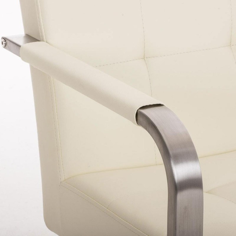 Silla de confidente MORGAL PIEL, de exclusivo y moderno diseño con estructura en acero inoxidable y tapizada en piel negra