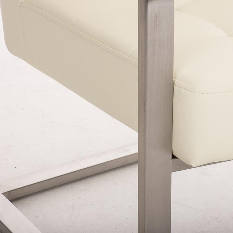 Silla de confidente MORGAL PIEL, de exclusivo y moderno diseño con estructura en acero inoxidable y tapizada en piel negra