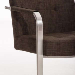 Silla de confidente MORGAL TELA, de exclusivo y moderno diseño con estructura en acero inoxidable y tapizada en tela gris clara