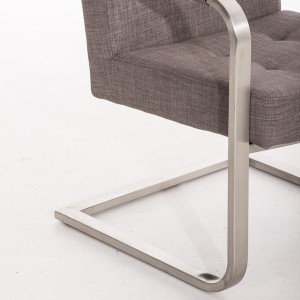 Silla de confidente MORGAL TELA, de exclusivo y moderno diseño con estructura en acero inoxidable y tapizada en tela gris clara