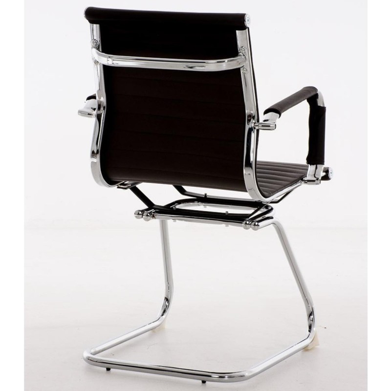 Silla de confidente ergonómica CAMERON en piel natural color negro