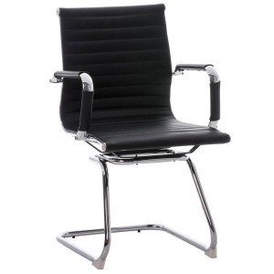 Silla de confidente ergonómica CAMERON en piel natural color negro