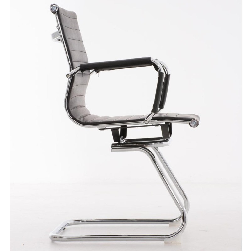 Silla de confidente ergonómica CAMERON en piel natural color negro