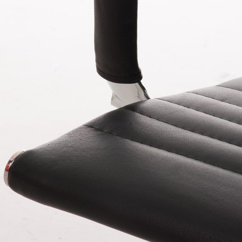 Silla de confidente ergonómica CAMERON en piel natural color negro