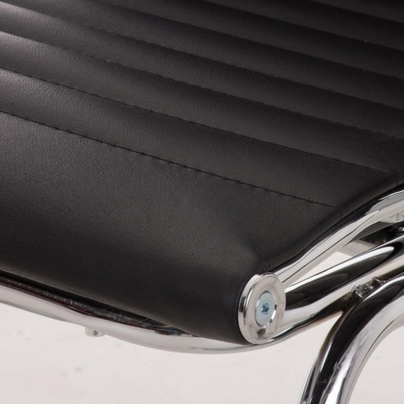 Silla de confidente ergonómica CAMERON en piel natural color negro