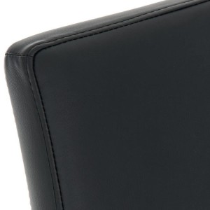 Silla de confidente OWEN. Exclusivo y moderno diseño con estructura en acero inoxidable y tapizada en piel negra