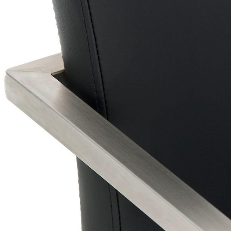 Silla de confidente OWEN. Exclusivo y moderno diseño con estructura en acero inoxidable y tapizada en piel negra