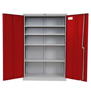 Armario archivador CARIN 2 PUERTAS 140x92x37 cm, gran capacidad y máxima robustez, color gris claro