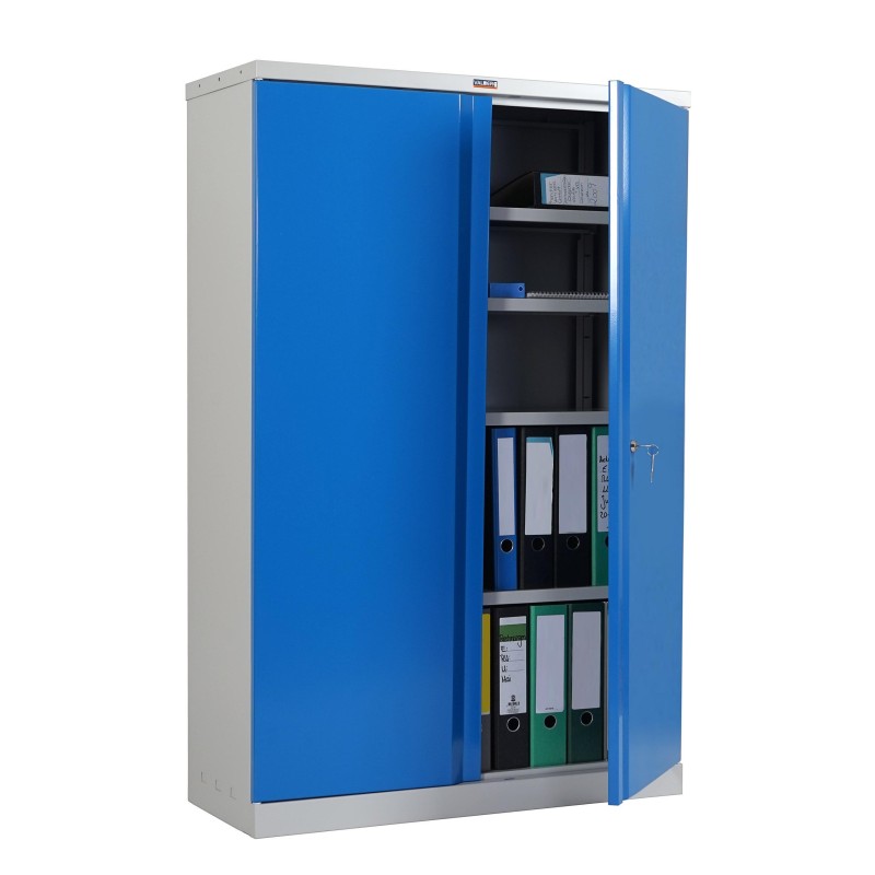 Armario archivador CARIN 2 PUERTAS 140x92x37 cm, gran capacidad y máxima robustez, color gris claro