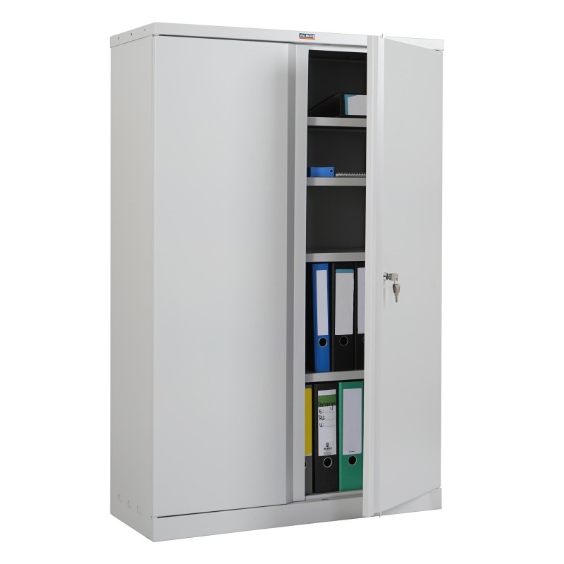 Armario archivador CARIN 2 PUERTAS 140x92x37 cm, gran capacidad y máxima robustez, color gris claro