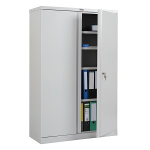 Armario archivador CARIN 2 PUERTAS 140x92x37 cm, gran capacidad y máxima robustez, color gris claro