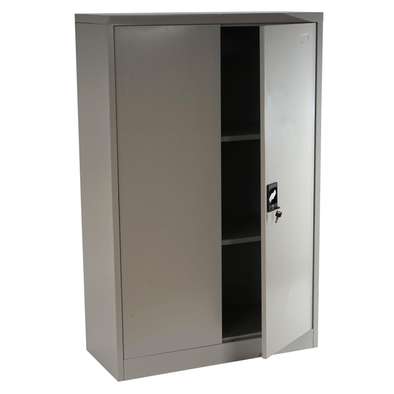 Armario archivador metálico EDIT 2 PUERTAS 140x80x40 cm. Gran capacidad de almacenaje y máxima robustez, color gris